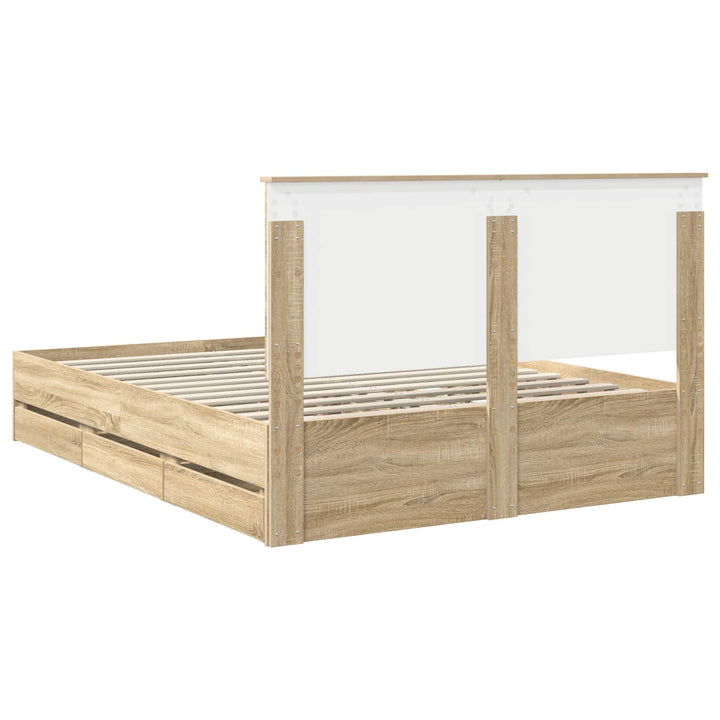 Sengestel med skuffe Sonoma eg 150 x 200 cm Ingeniørtræ