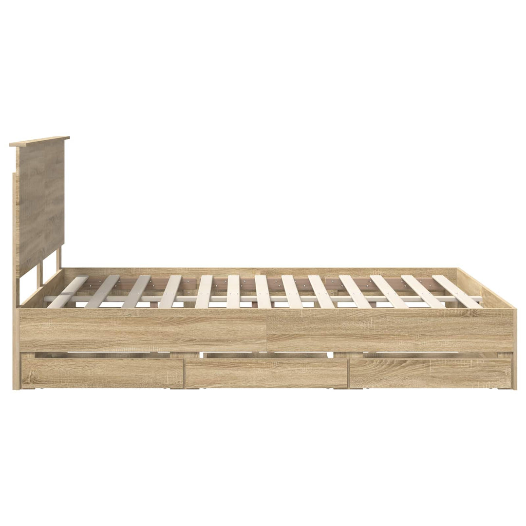 Sengestel med skuffe Sonoma eg 150 x 200 cm Ingeniørtræ