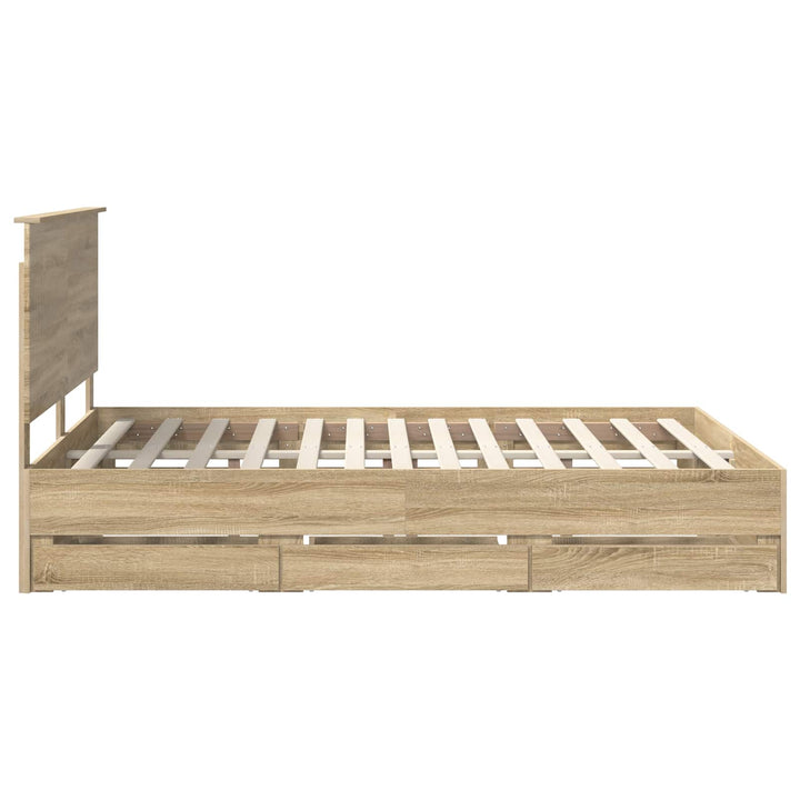 Sengestel med skuffe Sonoma eg 150 x 200 cm Ingeniørtræ