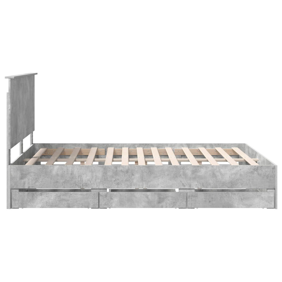 Sengestel med skuffe Beton Grå 150 x 200 cm Ingeniørtræ