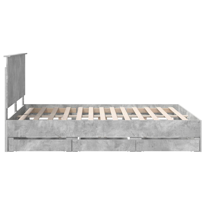Sengestel med skuffe Beton Grå 150 x 200 cm Ingeniørtræ