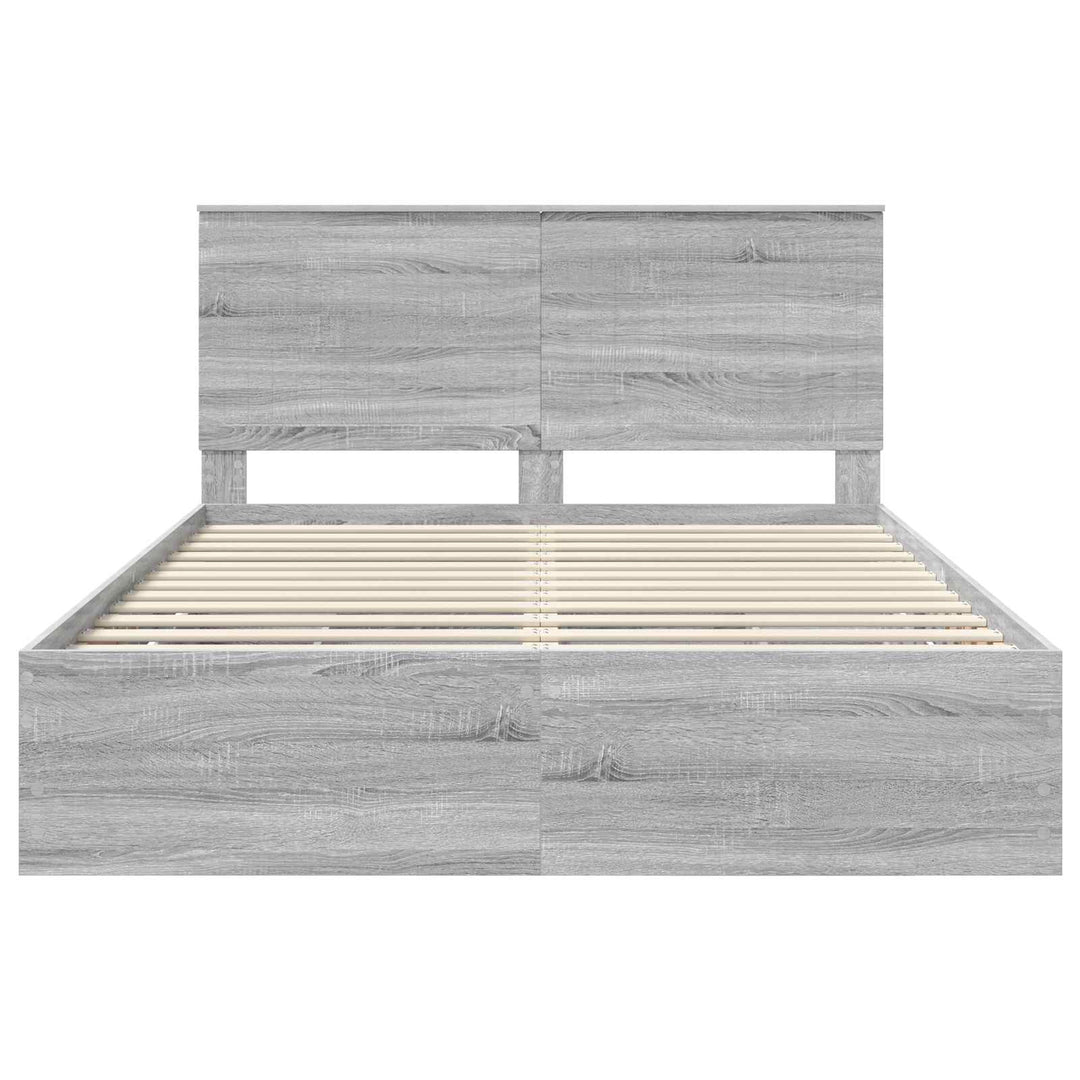 Sengestel med skuffe Grå Sonoma 150 x 200 cm Ingeniørtræ