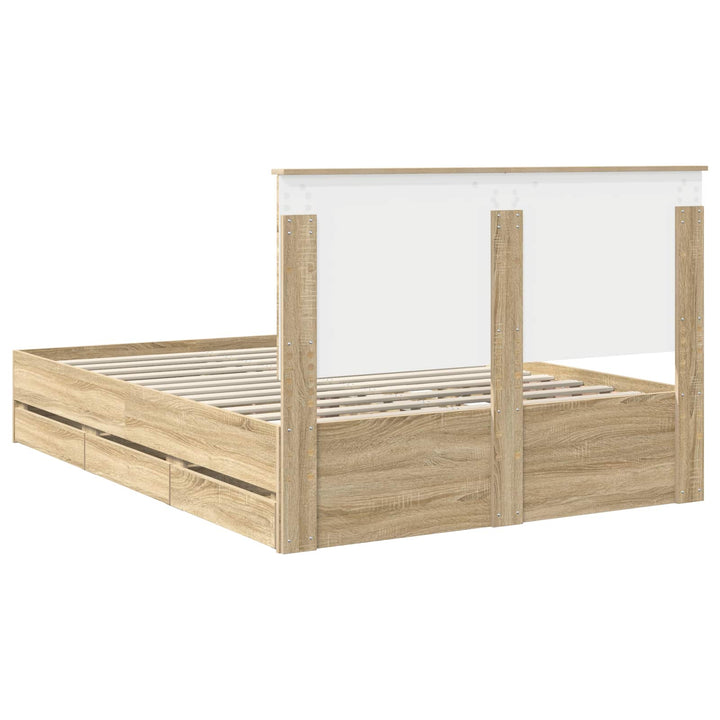 Sengestel med skuffe Sonoma eg 140 x 200 cm Ingeniørtræ