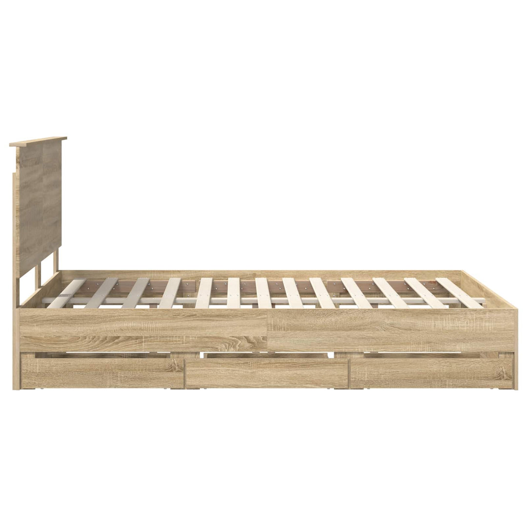 Sengestel med skuffe Sonoma eg 140 x 200 cm Ingeniørtræ
