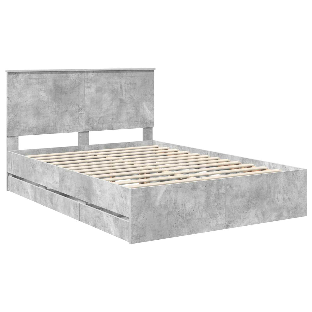 Sengestel med skuffe Beton Grå 140 x 200 cm Ingeniørtræ
