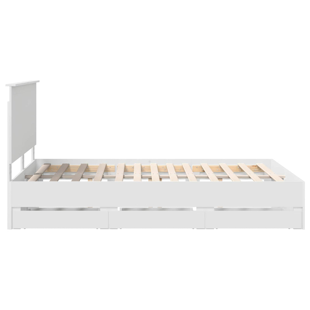 Sengestel med skuffe Hvid 140 x 190 cm Ingeniørtræ