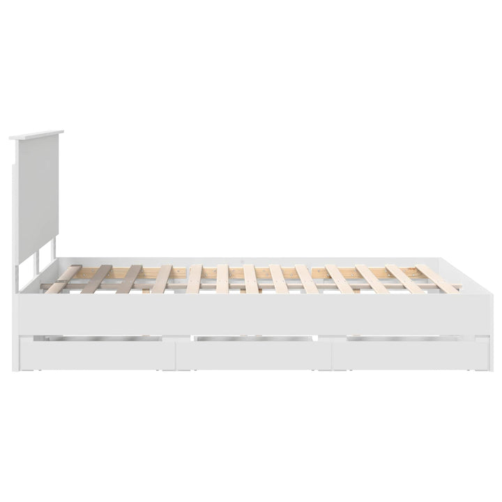 Sengestel med skuffe Hvid 140 x 190 cm Ingeniørtræ