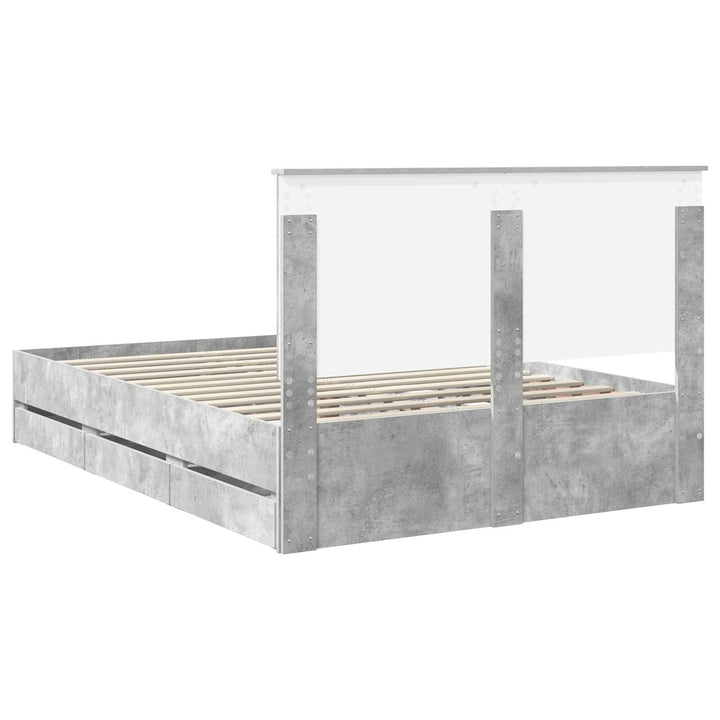 Sengestel med skuffe Beton Grå 140 x 190 cm Ingeniørtræ