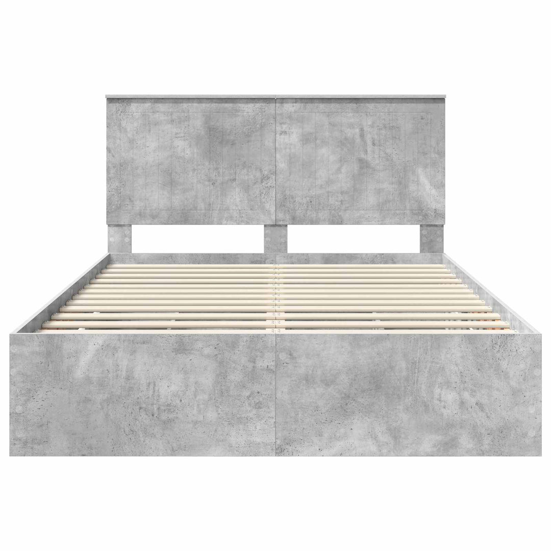 Sengestel med skuffe Beton Grå 140 x 190 cm Ingeniørtræ