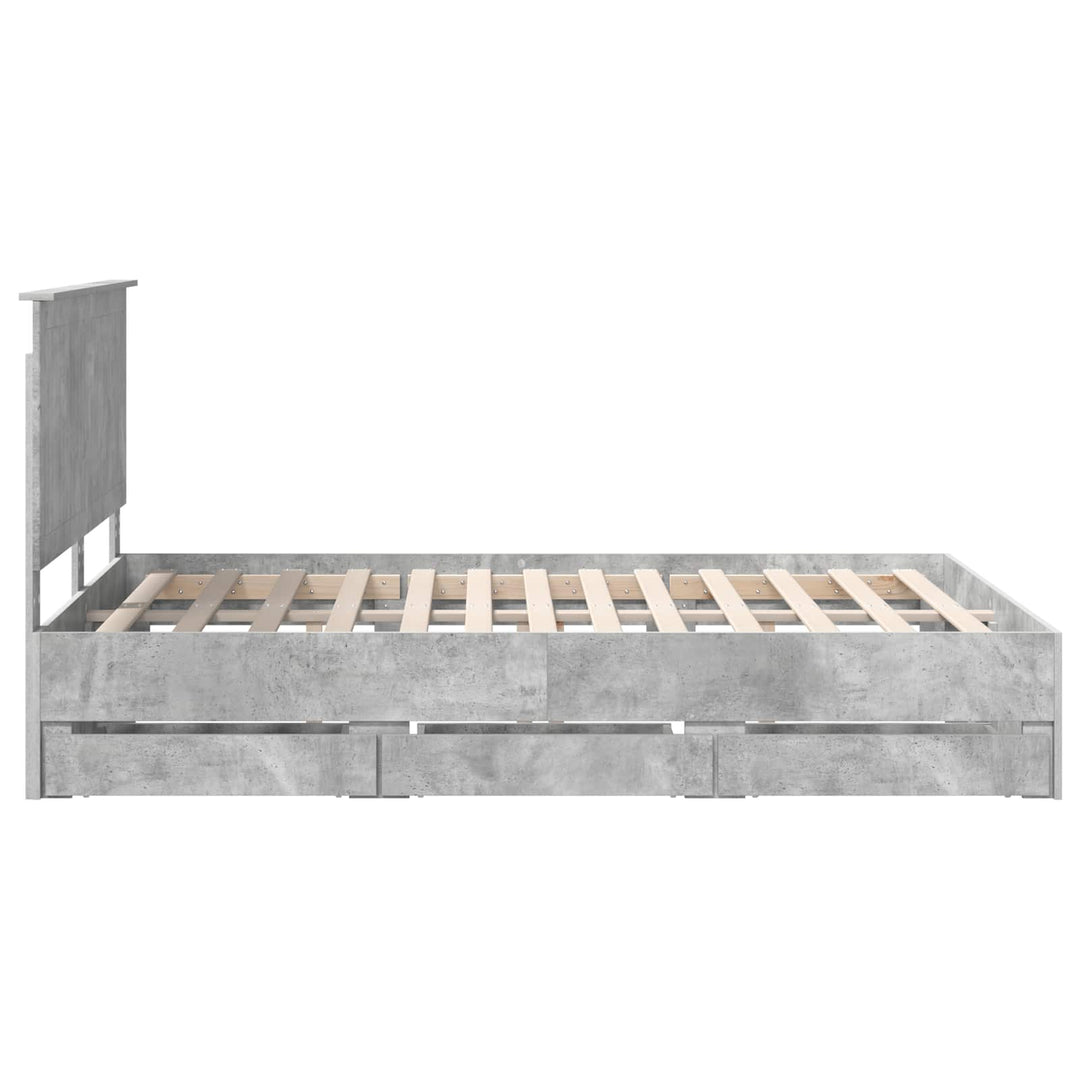 Sengestel med skuffe Beton Grå 140 x 190 cm Ingeniørtræ