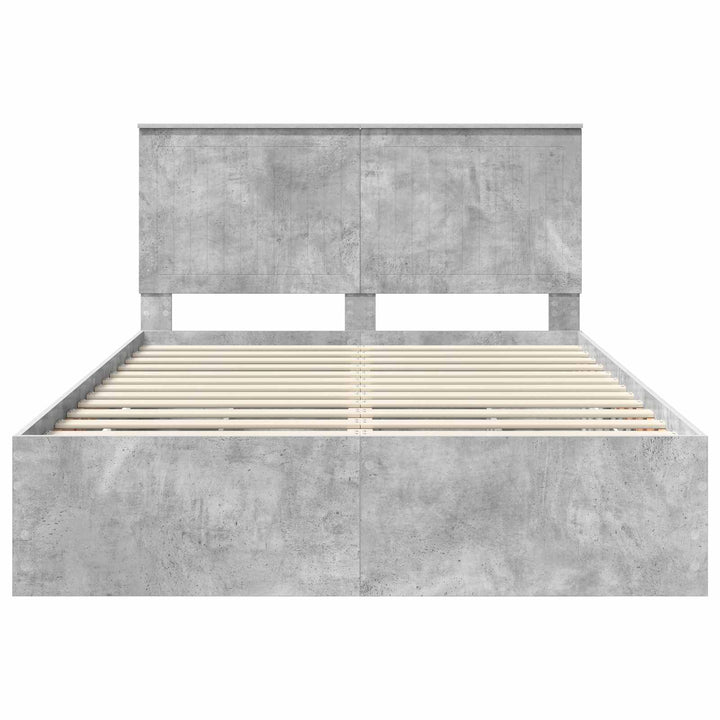 Sengestel med skuffe Beton Grå 135 x 190 cm Ingeniørtræ