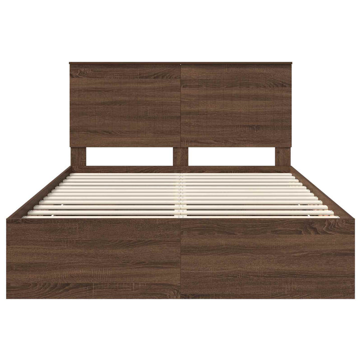 Sengestel med skuffe Brun eg 135 x 190 cm Ingeniørtræ