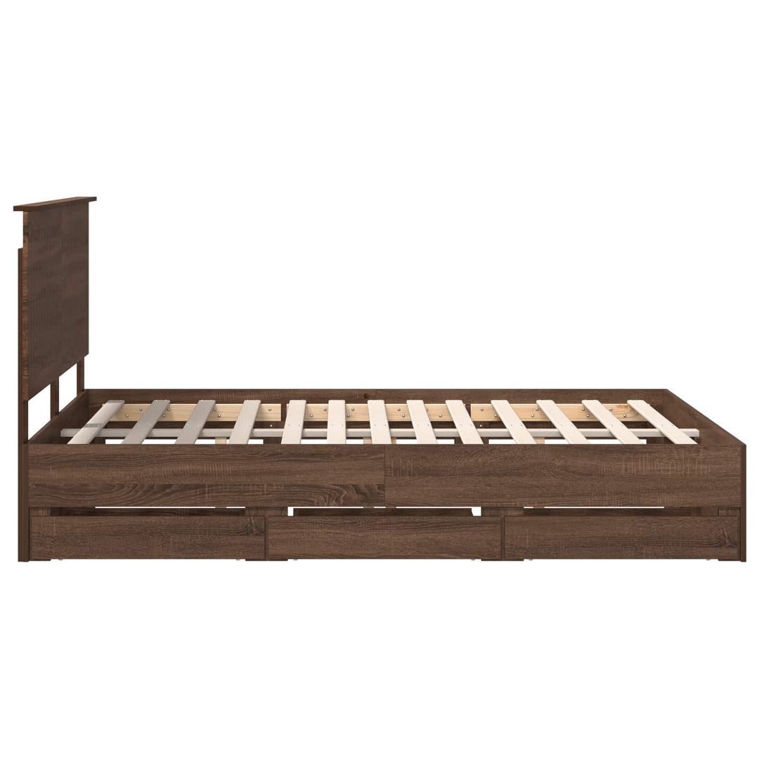 Sengestel med skuffe Brun eg 135 x 190 cm Ingeniørtræ