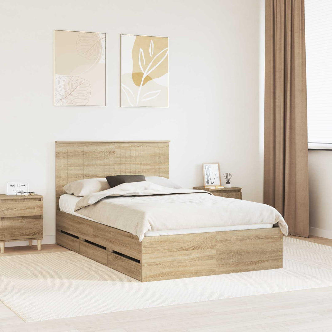 Sengestel med skuffe Sonoma eg 120 x 190 cm Ingeniørtræ