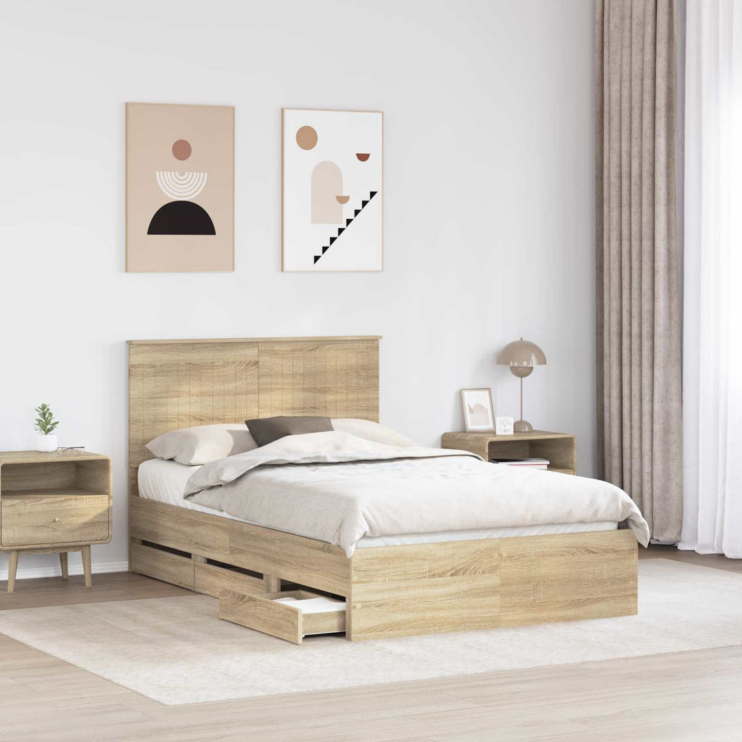 Sengestel med skuffe Sonoma eg 120 x 190 cm Ingeniørtræ
