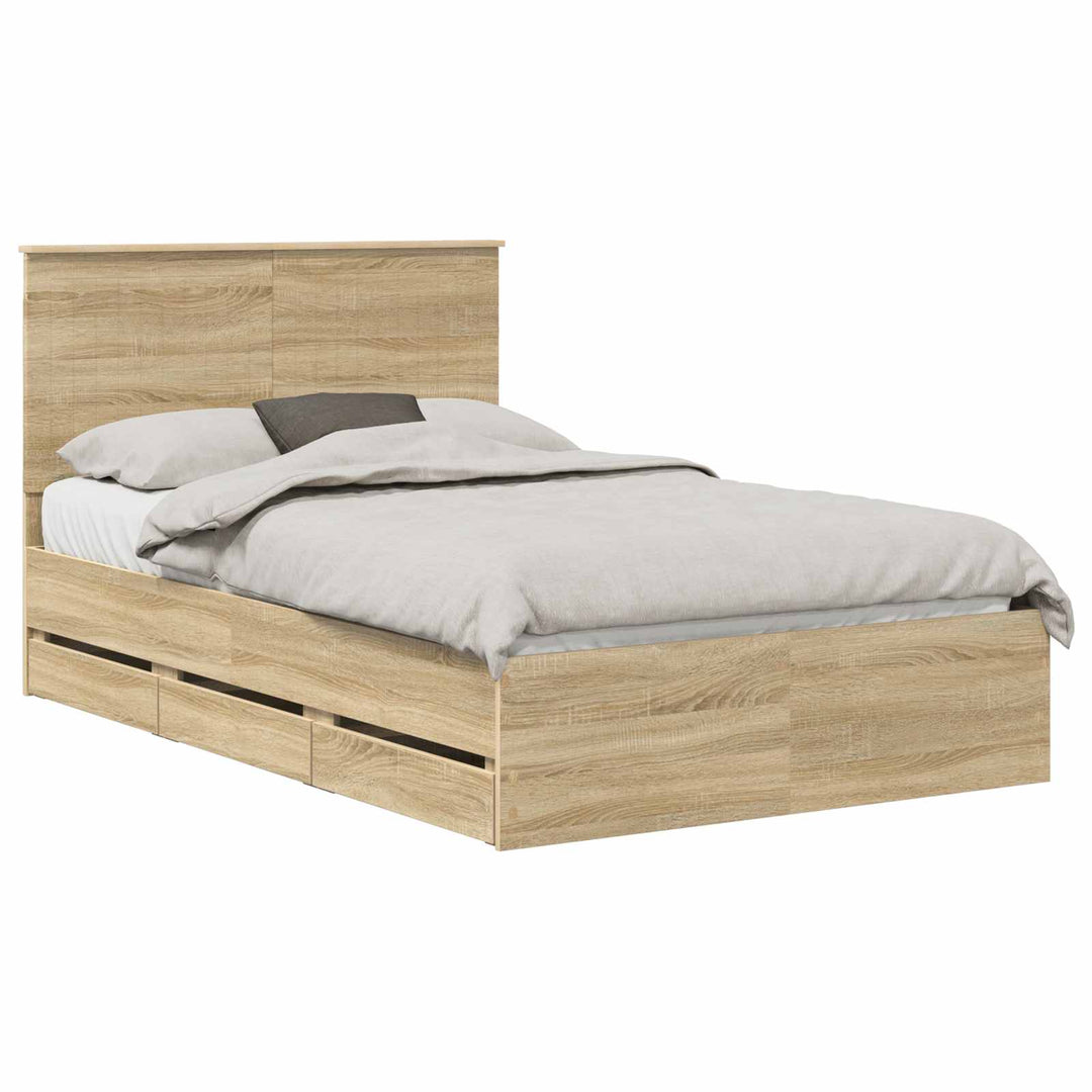 Sengestel med skuffe Sonoma eg 120 x 190 cm Ingeniørtræ