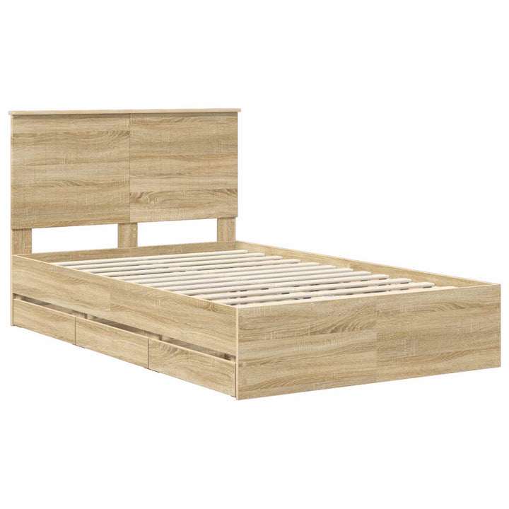 Sengestel med skuffe Sonoma eg 120 x 190 cm Ingeniørtræ