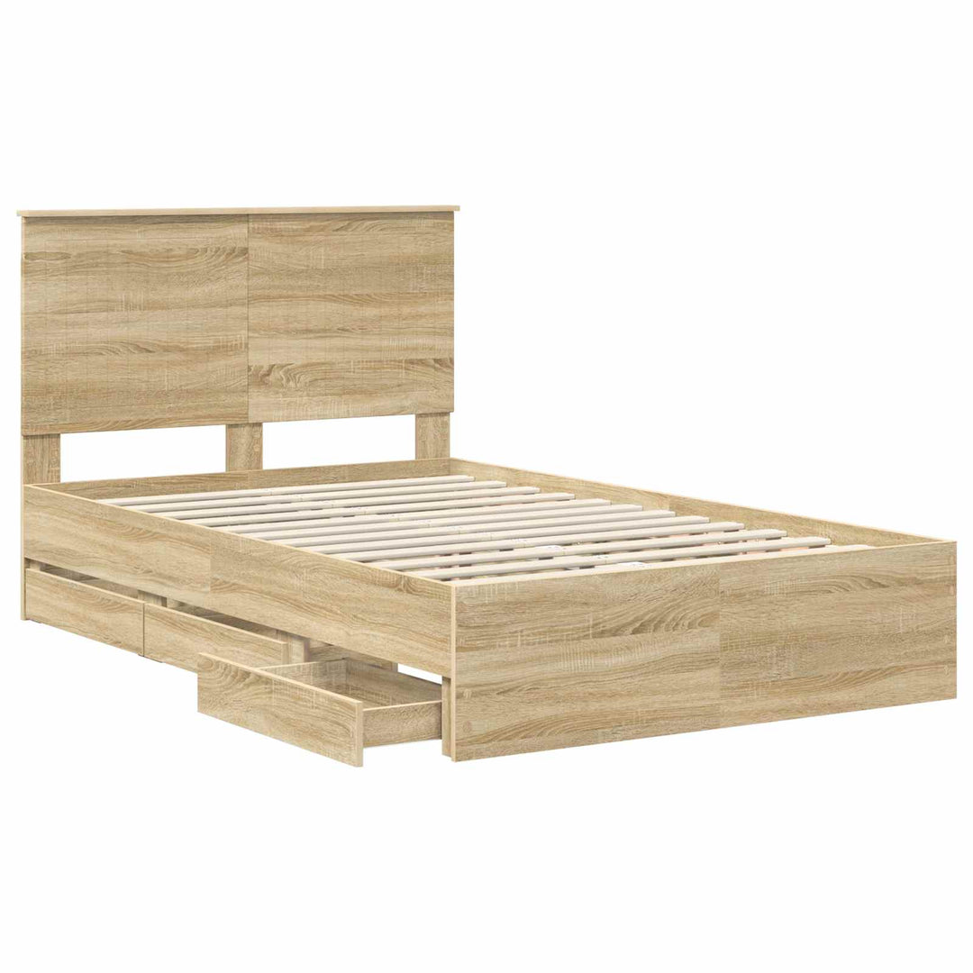 Sengestel med skuffe Sonoma eg 120 x 190 cm Ingeniørtræ