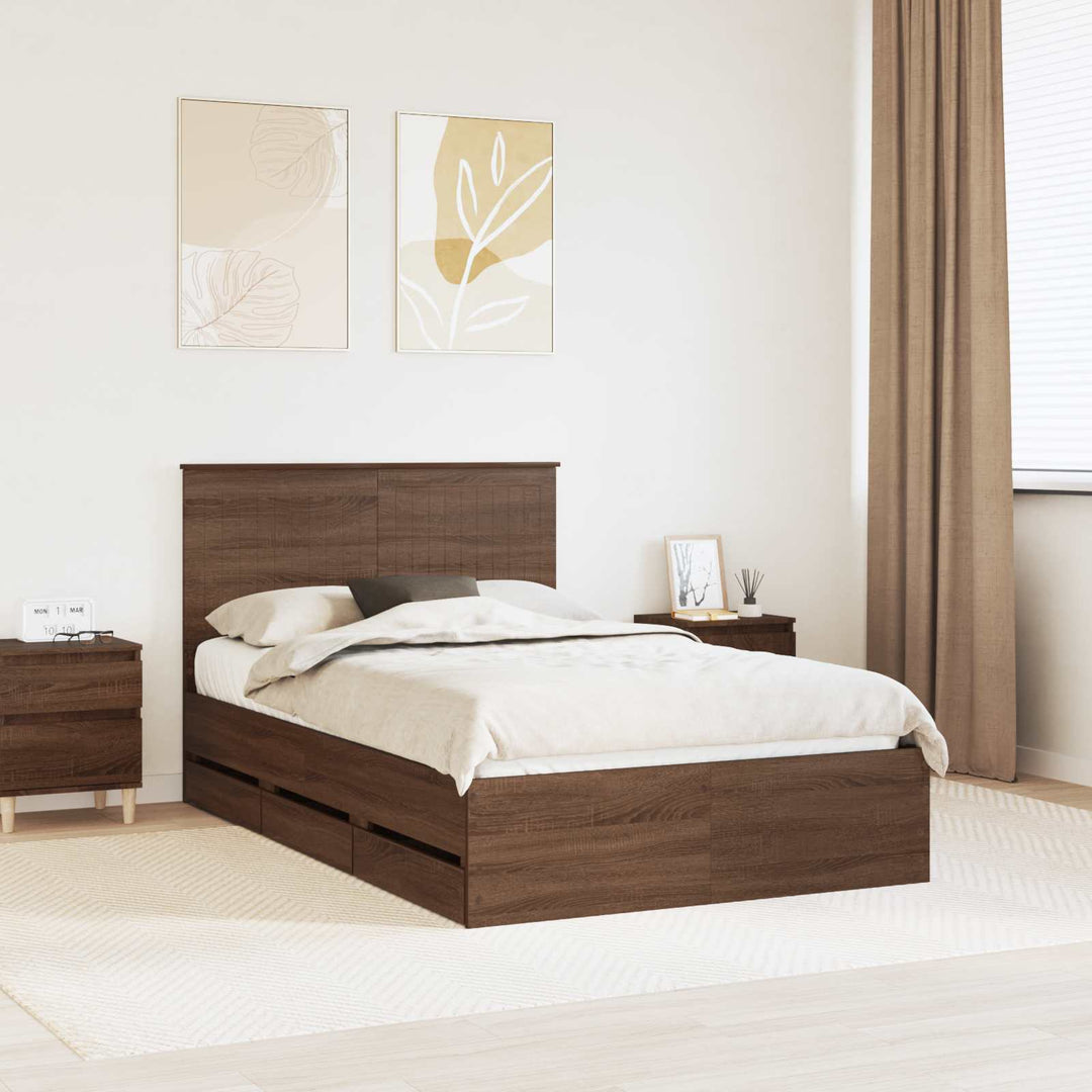Sengestel med skuffe Brun eg 120 x 190 cm Ingeniørtræ