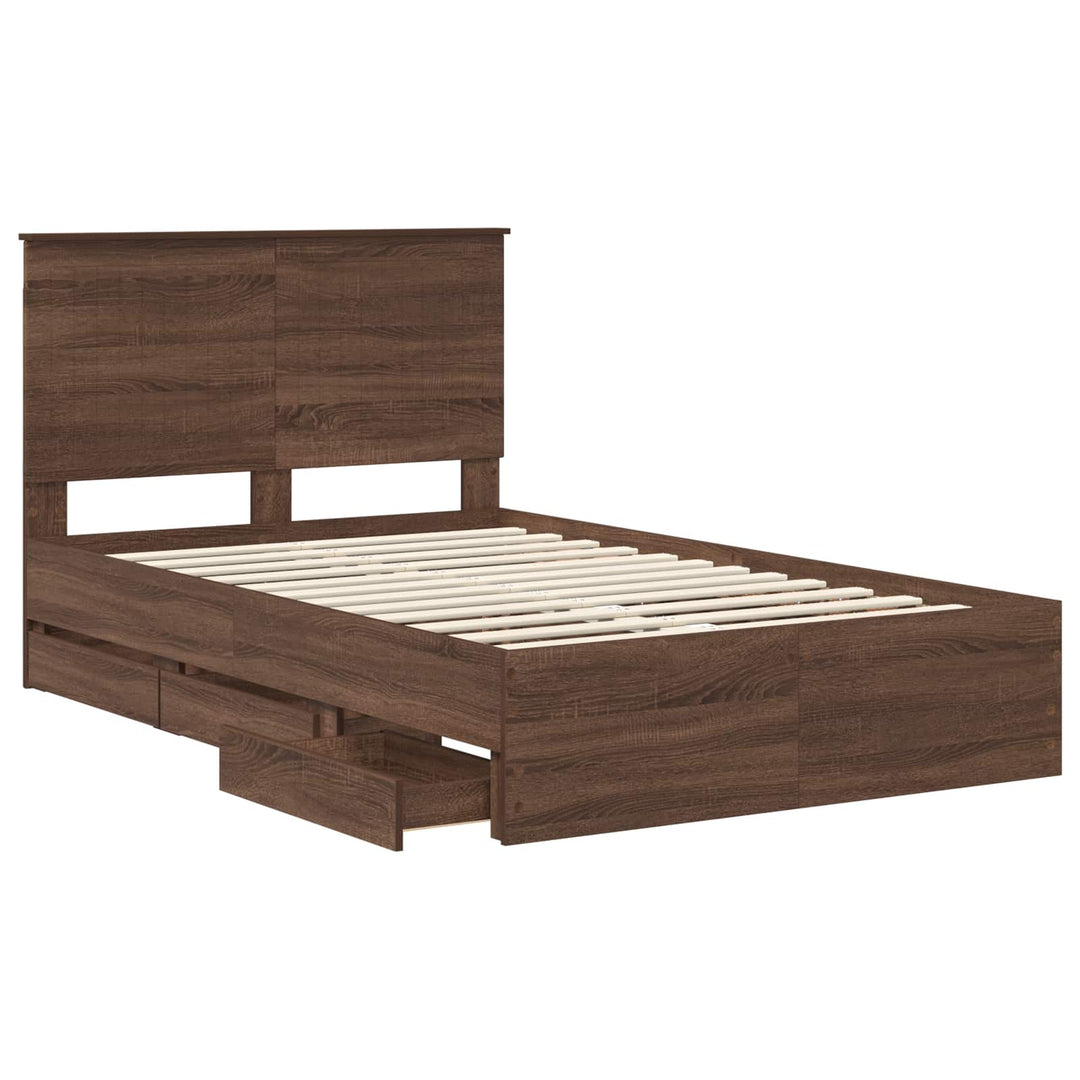 Sengestel med skuffe Brun eg 120 x 190 cm Ingeniørtræ