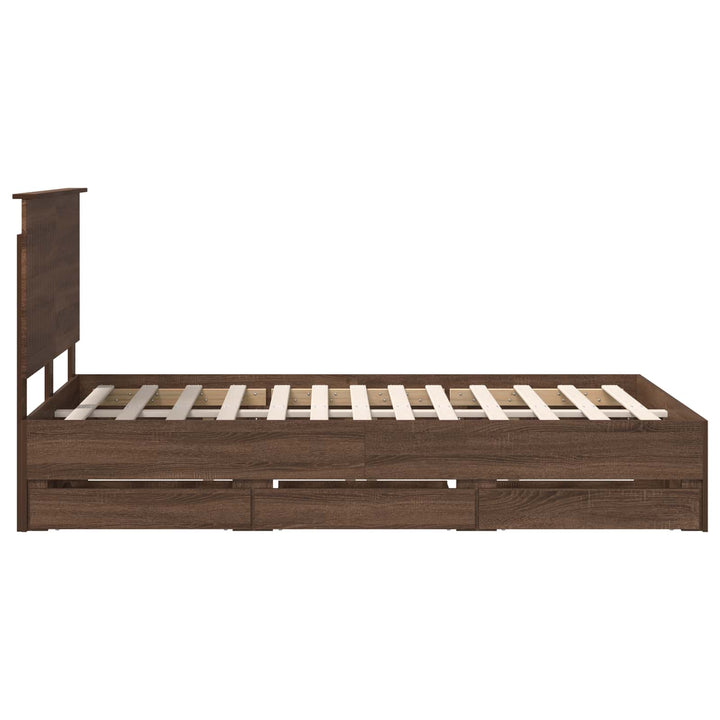 Sengestel med skuffe Brun eg 120 x 190 cm Ingeniørtræ