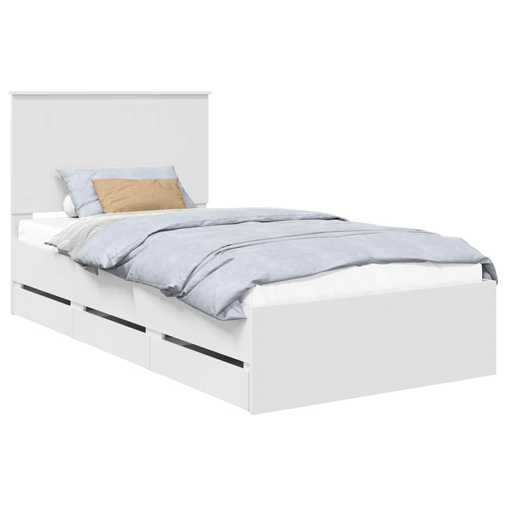Sengestel med skuffe Hvid 100 x 200 cm Ingeniørtræ
