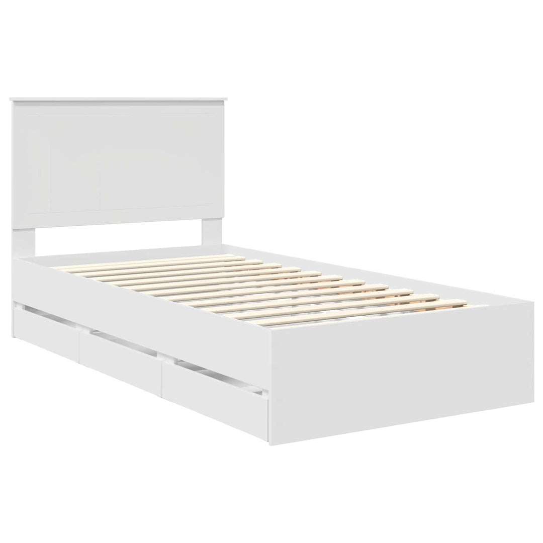 Sengestel med skuffe Hvid 100 x 200 cm Ingeniørtræ