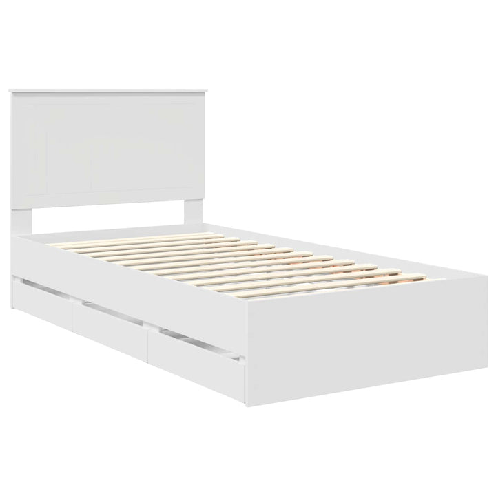 Sengestel med skuffe Hvid 100 x 200 cm Ingeniørtræ