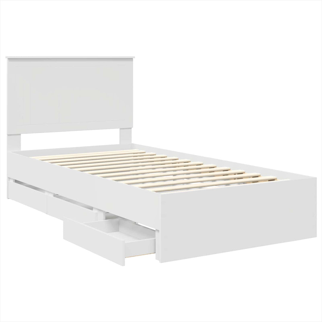 Sengestel med skuffe Hvid 100 x 200 cm Ingeniørtræ