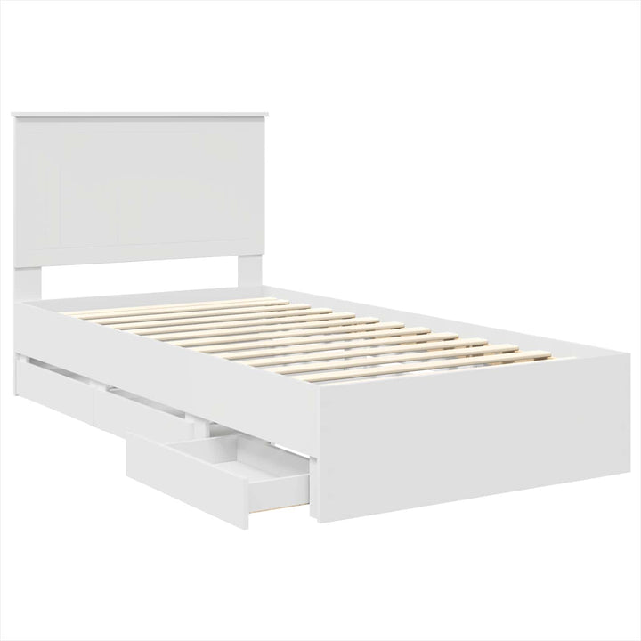 Sengestel med skuffe Hvid 100 x 200 cm Ingeniørtræ