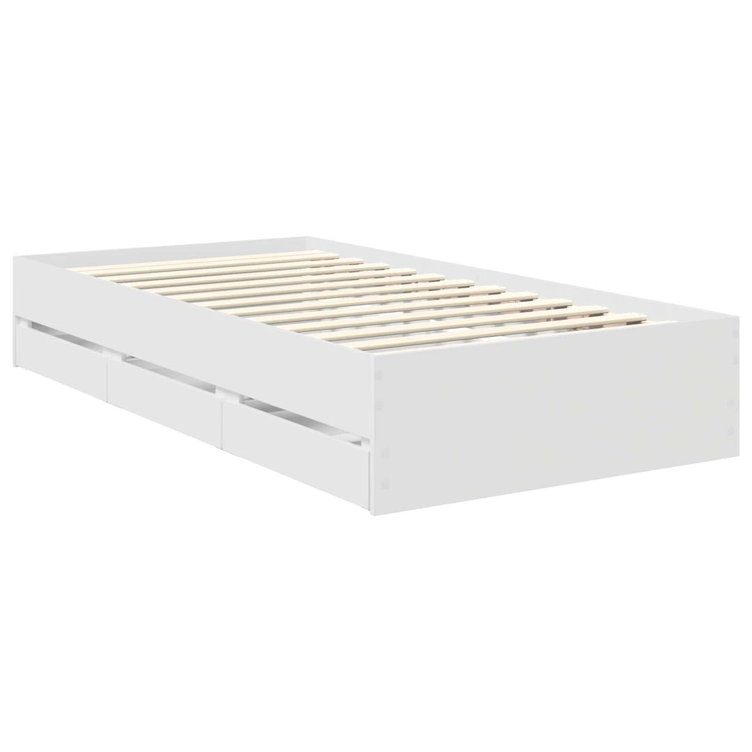 Sengestel med skuffe Hvid 100 x 200 cm Ingeniørtræ