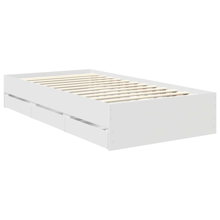 Sengestel med skuffe Hvid 100 x 200 cm Ingeniørtræ