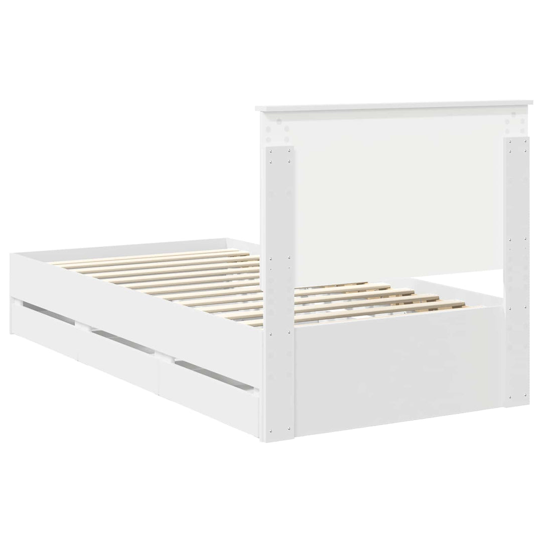 Sengestel med skuffe Hvid 100 x 200 cm Ingeniørtræ