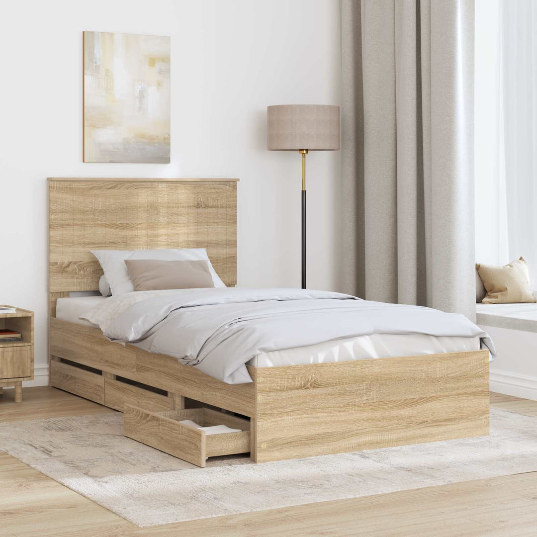Sengestel med skuffe Sonoma eg 100 x 200 cm Ingeniørtræ