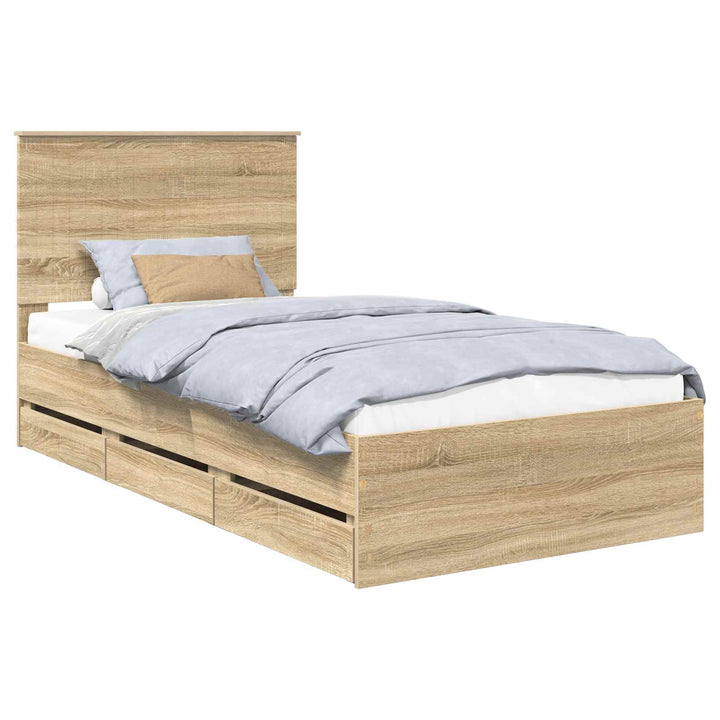 Sengestel med skuffe Sonoma eg 100 x 200 cm Ingeniørtræ
