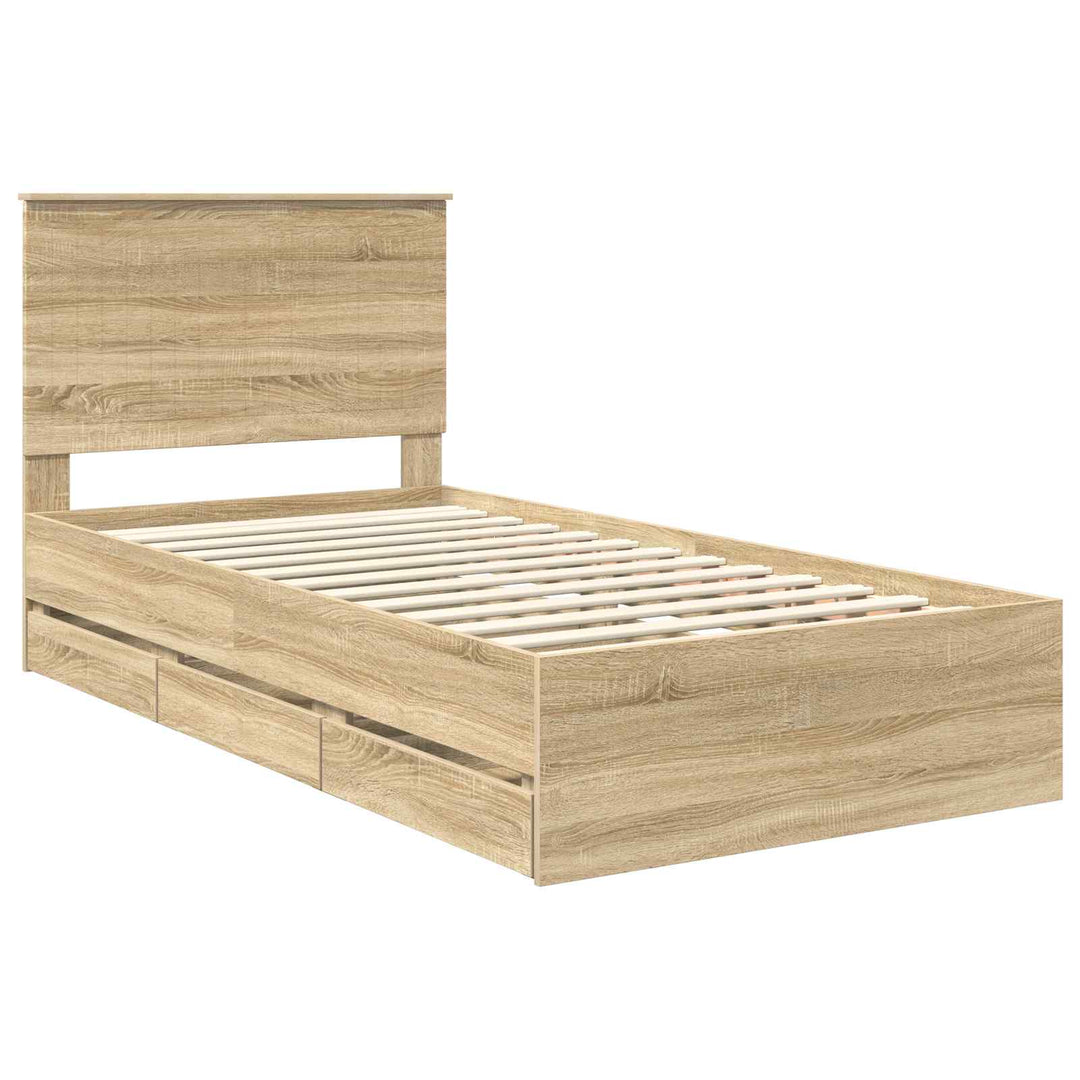 Sengestel med skuffe Sonoma eg 100 x 200 cm Ingeniørtræ