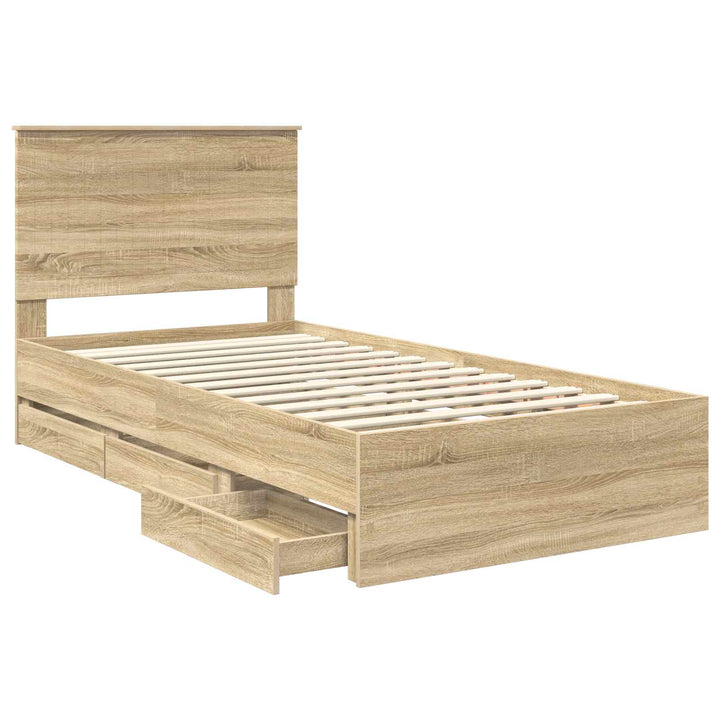 Sengestel med skuffe Sonoma eg 100 x 200 cm Ingeniørtræ