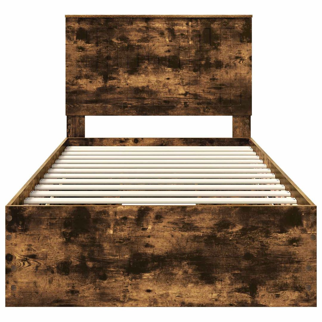 Sengestel med skuffe Røget eg 100 x 200 cm Ingeniørtræ