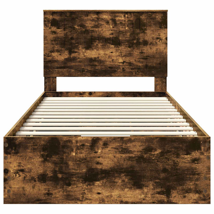 Sengestel med skuffe Røget eg 100 x 200 cm Ingeniørtræ