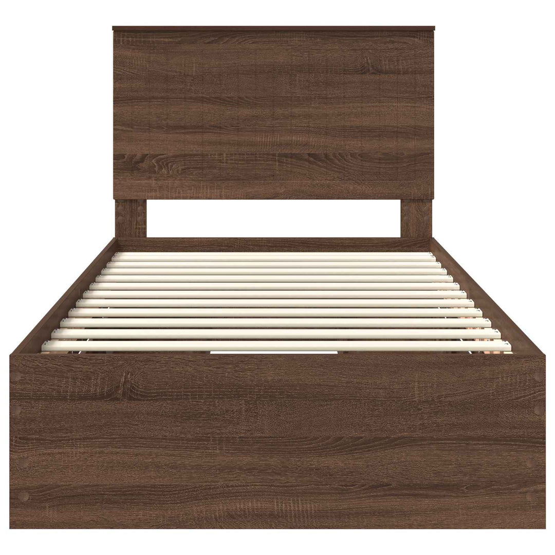 Sengestel med skuffe Brun eg 100 x 200 cm Ingeniørtræ