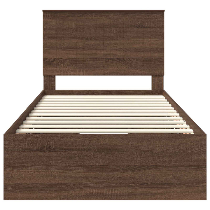 Sengestel med skuffe Brun eg 100 x 200 cm Ingeniørtræ