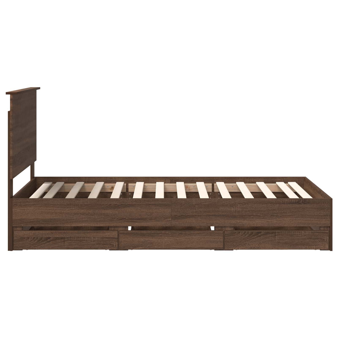 Sengestel med skuffe Brun eg 100 x 200 cm Ingeniørtræ