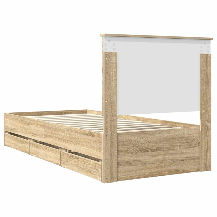 Sengestel med skuffe Sonoma eg 90 x 200 cm Ingeniørtræ