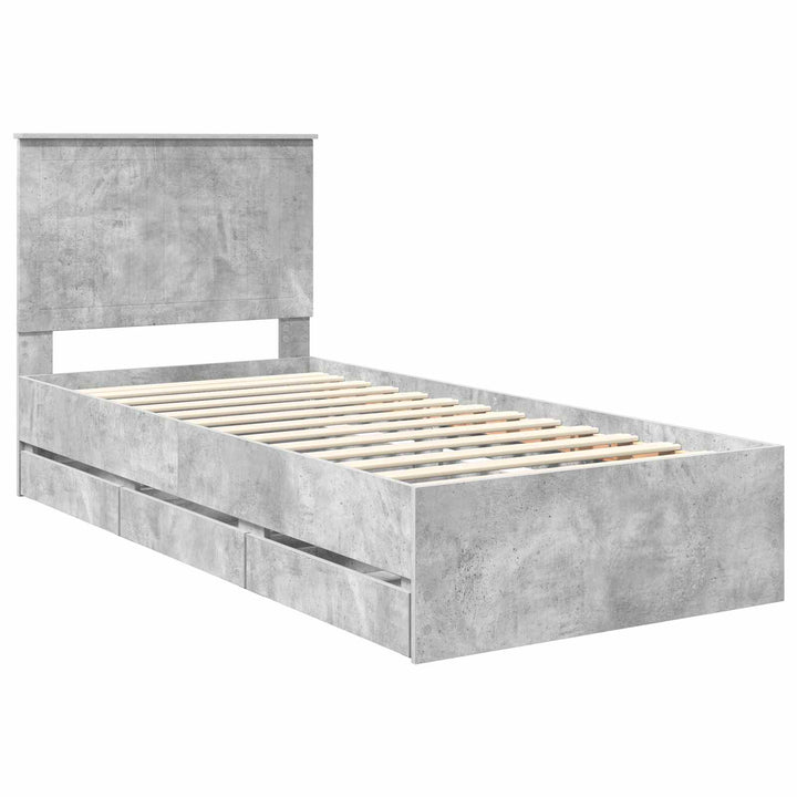 Sengestel med skuffe Beton Grå 90 x 200 cm Ingeniørtræ