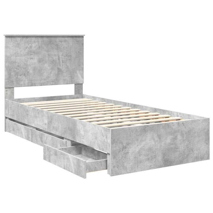 Sengestel med skuffe Beton Grå 90 x 200 cm Ingeniørtræ