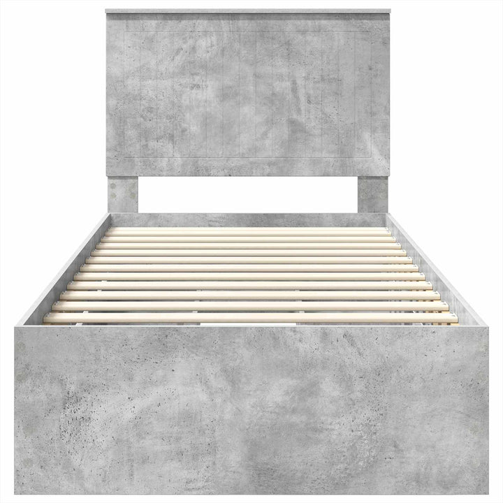 Sengestel med skuffe Beton Grå 90 x 200 cm Ingeniørtræ