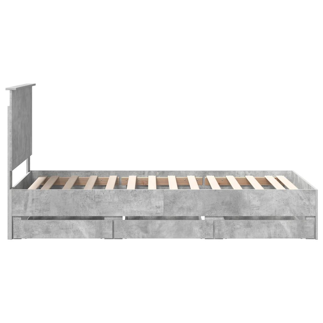 Sengestel med skuffe Beton Grå 90 x 200 cm Ingeniørtræ