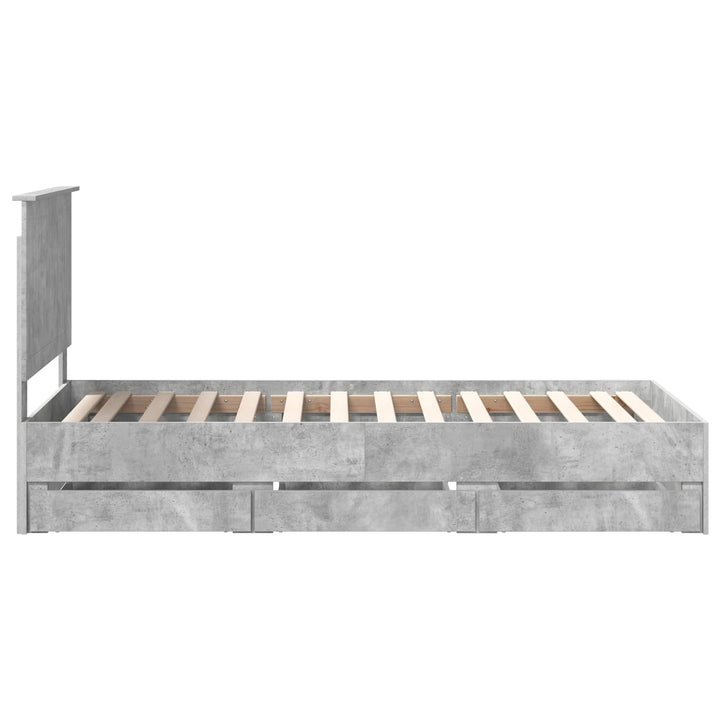 Sengestel med skuffe Beton Grå 90 x 200 cm Ingeniørtræ