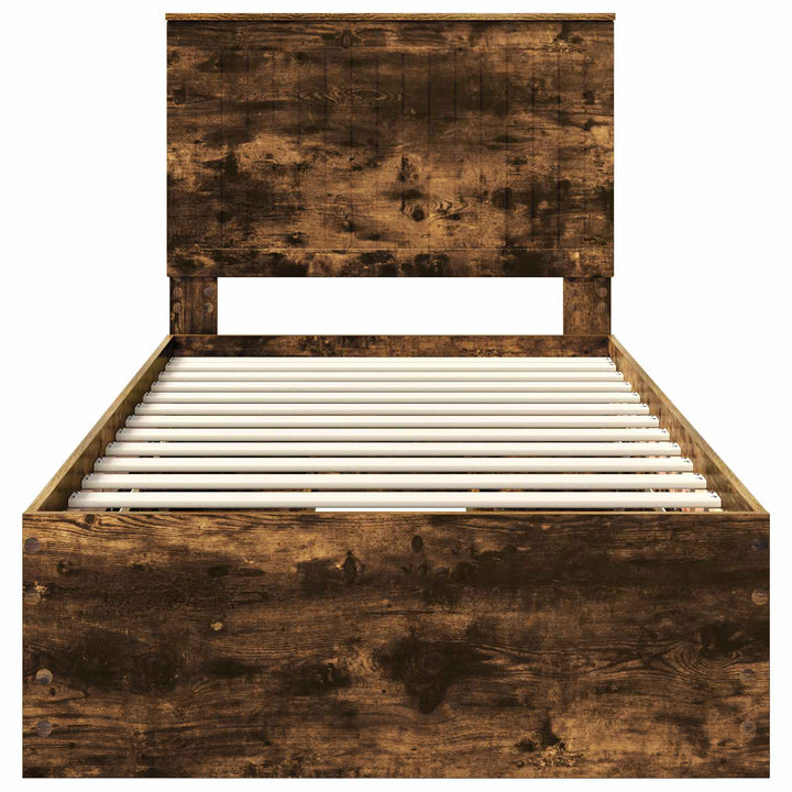 Sengestel med skuffe Røget eg 90 x 200 cm Ingeniørtræ
