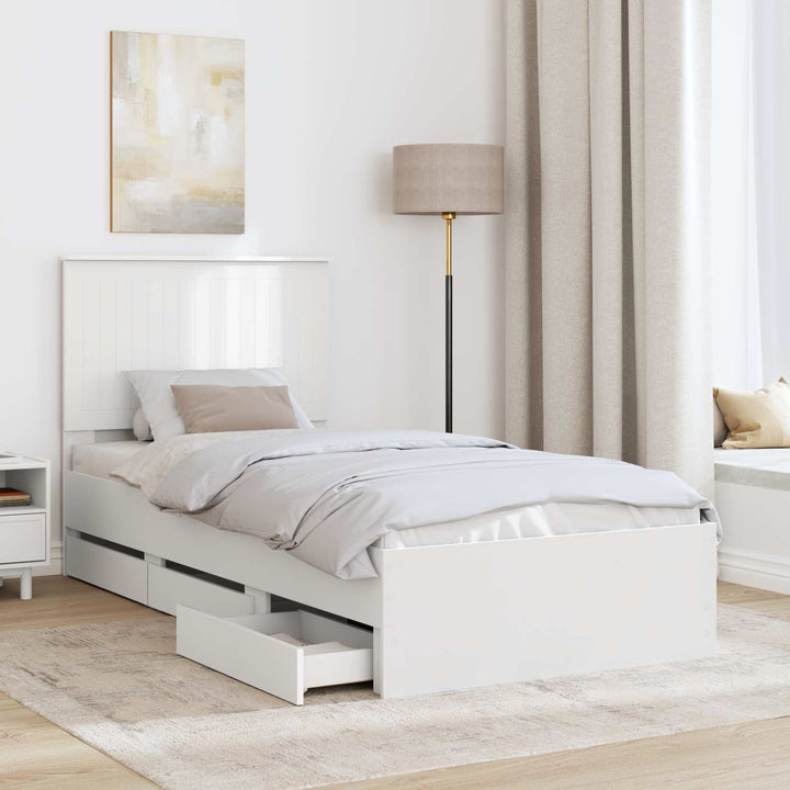 Sengestel med skuffe Hvid 90 x 190 cm Ingeniørtræ